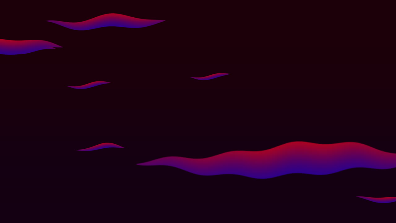 Blue and red cartoon clouds on dark sky