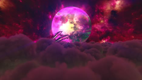 pink moon in a cosmic sky