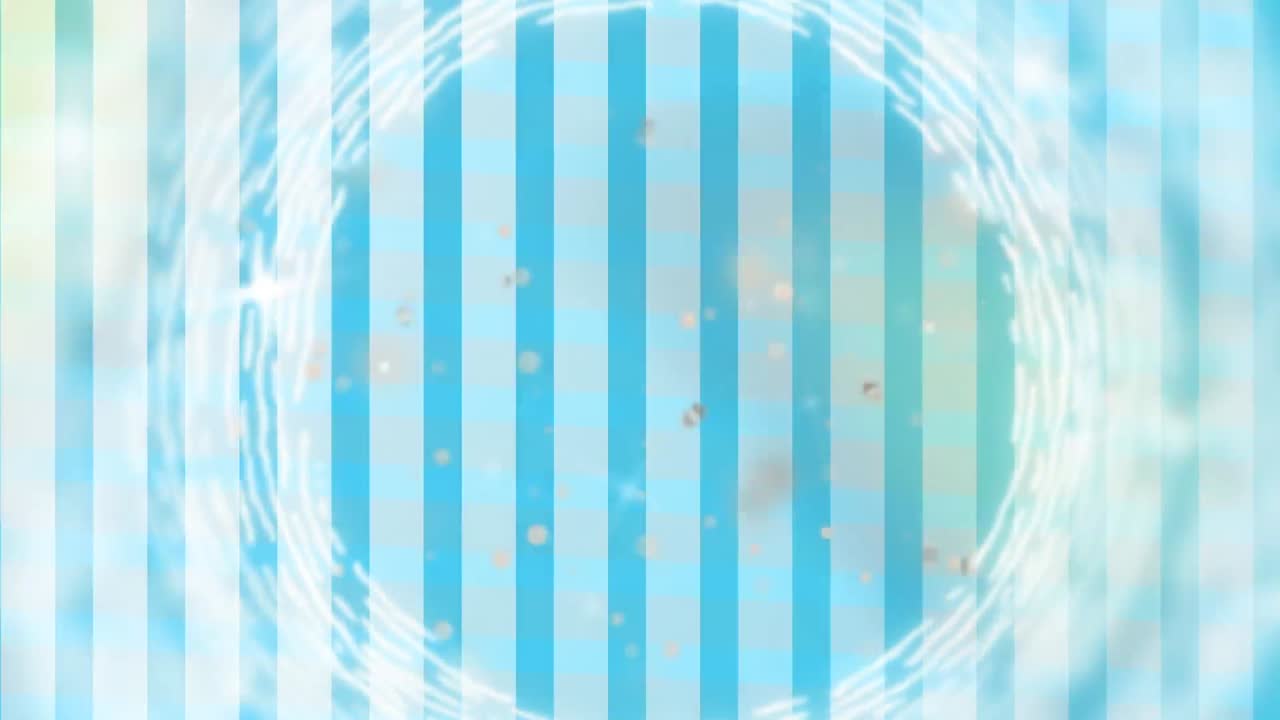 파란색 배경에 있는 원, 별 및 변화하는 선의 애니메이션