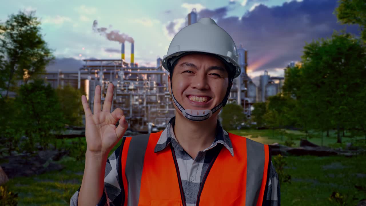 Smiling Engineer at Industrial Site