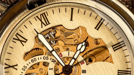 spiral clock track of time. antique clock dial close-up. vintage pocket watch.