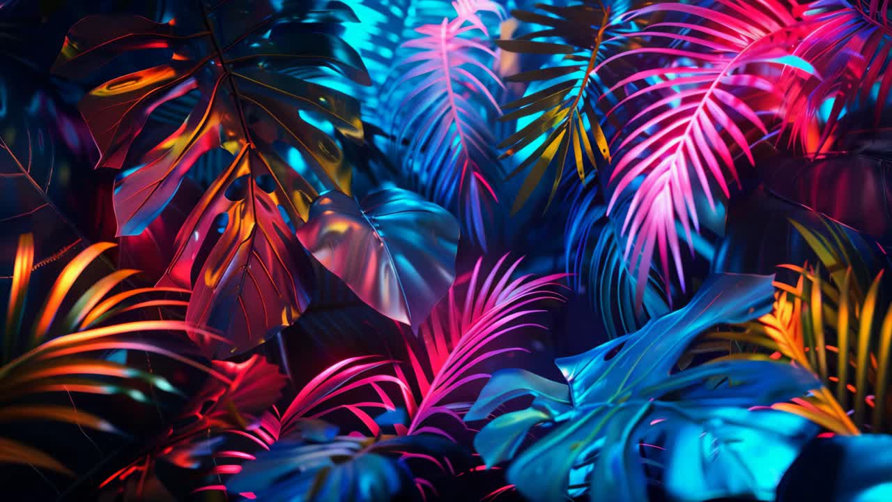 fondo de hojas tropicales de neón