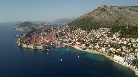 incredible view of dubrovnik old town with aerial footage on a sunny day