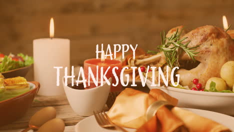 animación de feliz acción de gracias durante la cena fondo de comida