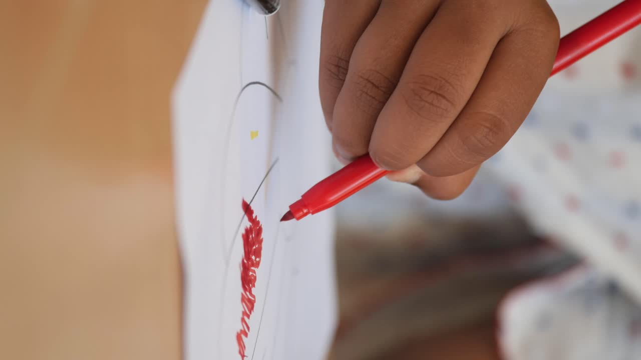 Drawing with a red marker