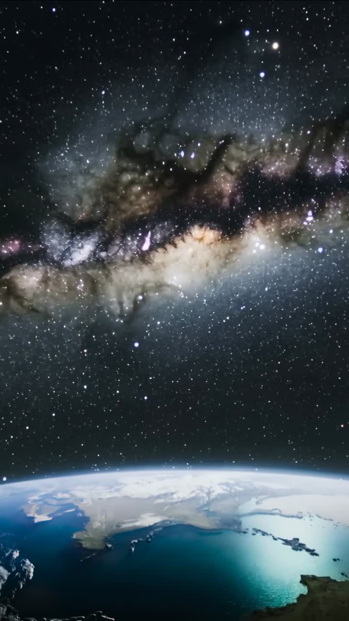Vista Deslumbrante do Planeta Terra e da Galáxia Via Láctea