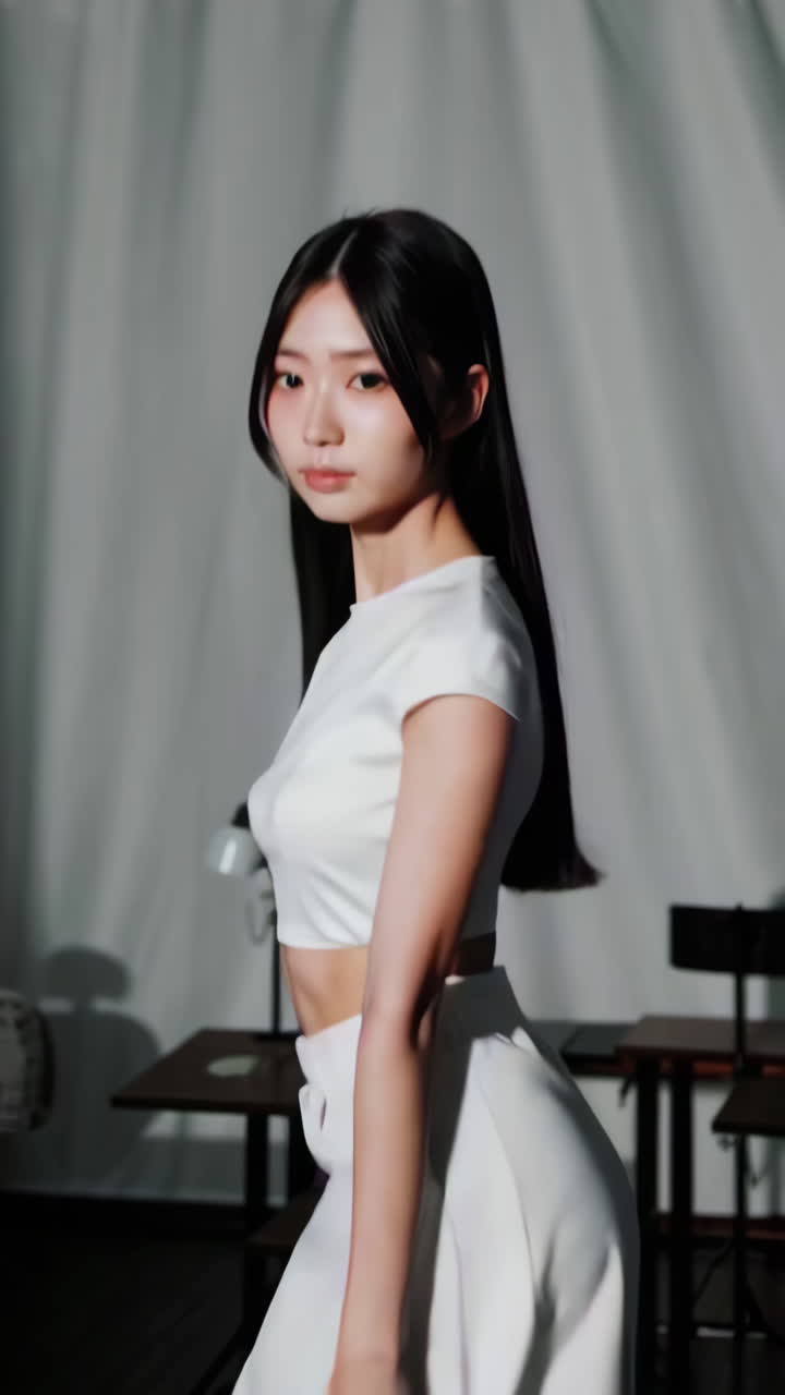 おしゃれな服装の若いアジア人女性