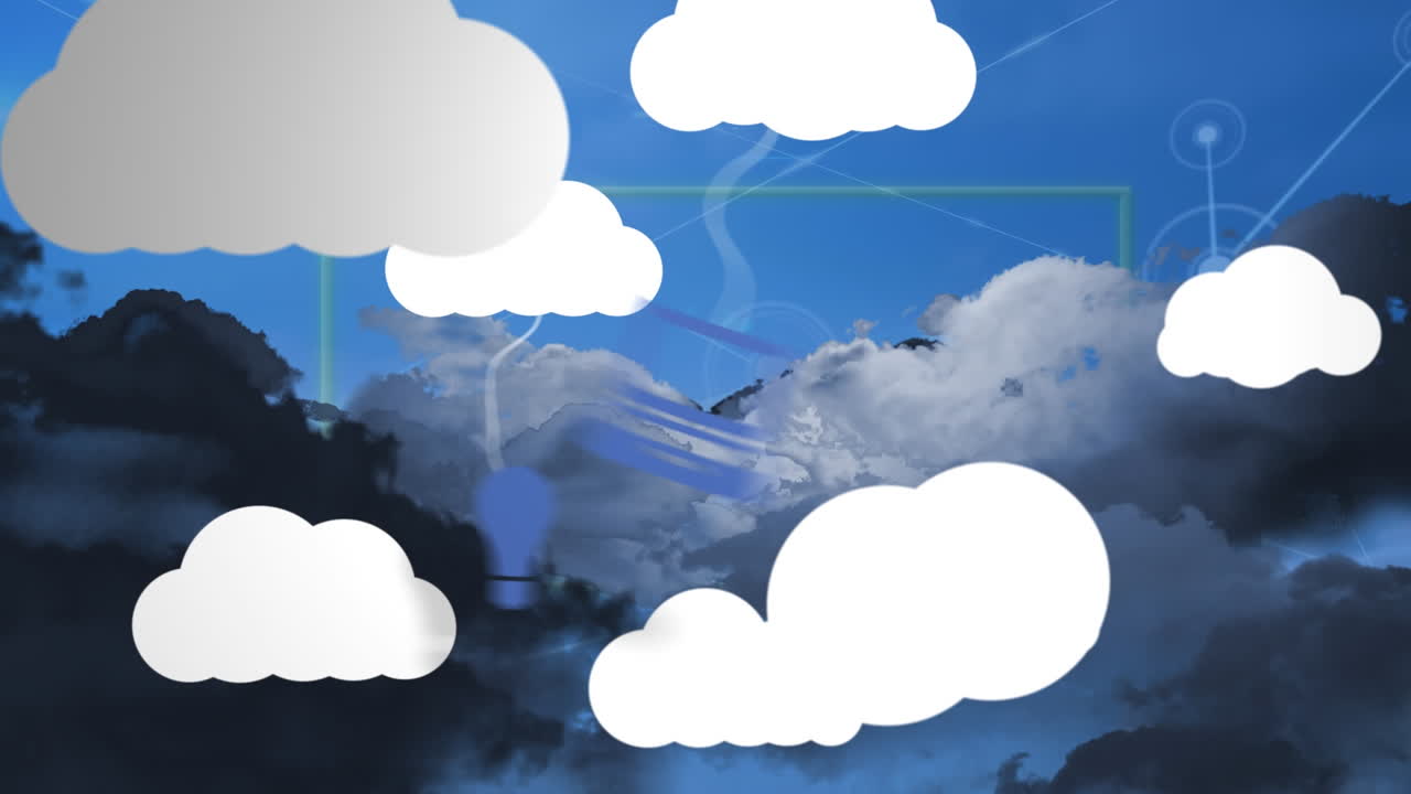 animación de nubes digitales con dispositivos electrónicos a través de conexiones