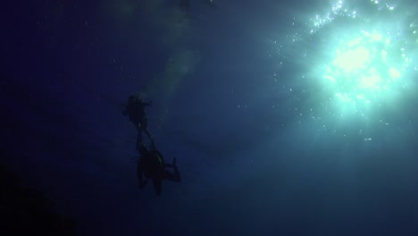 scuba divers and sun ball