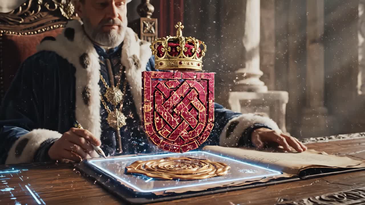 Medieval Wizard Writing Magic Spells