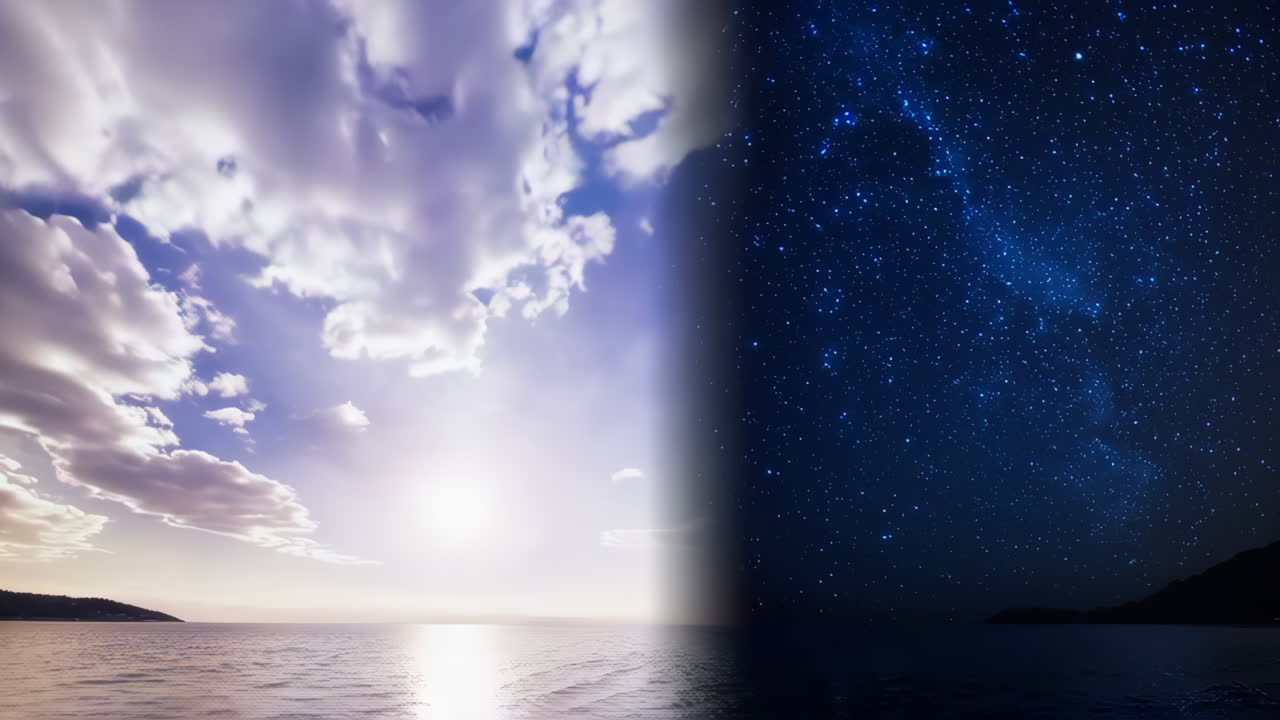 Day to Night Transition Over a Lake