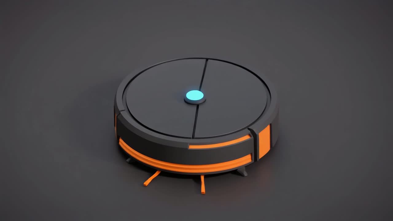Animated Robotic Vacuum Cleaner with Rotating Brushes