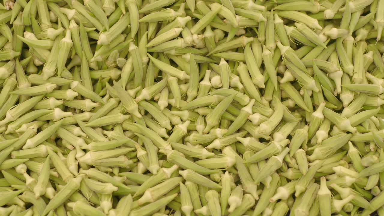 Pile of Fresh Okra Pods