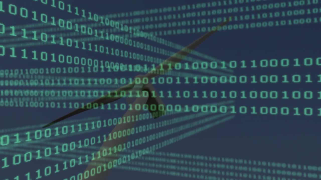 Animation of data processing over wind turbine