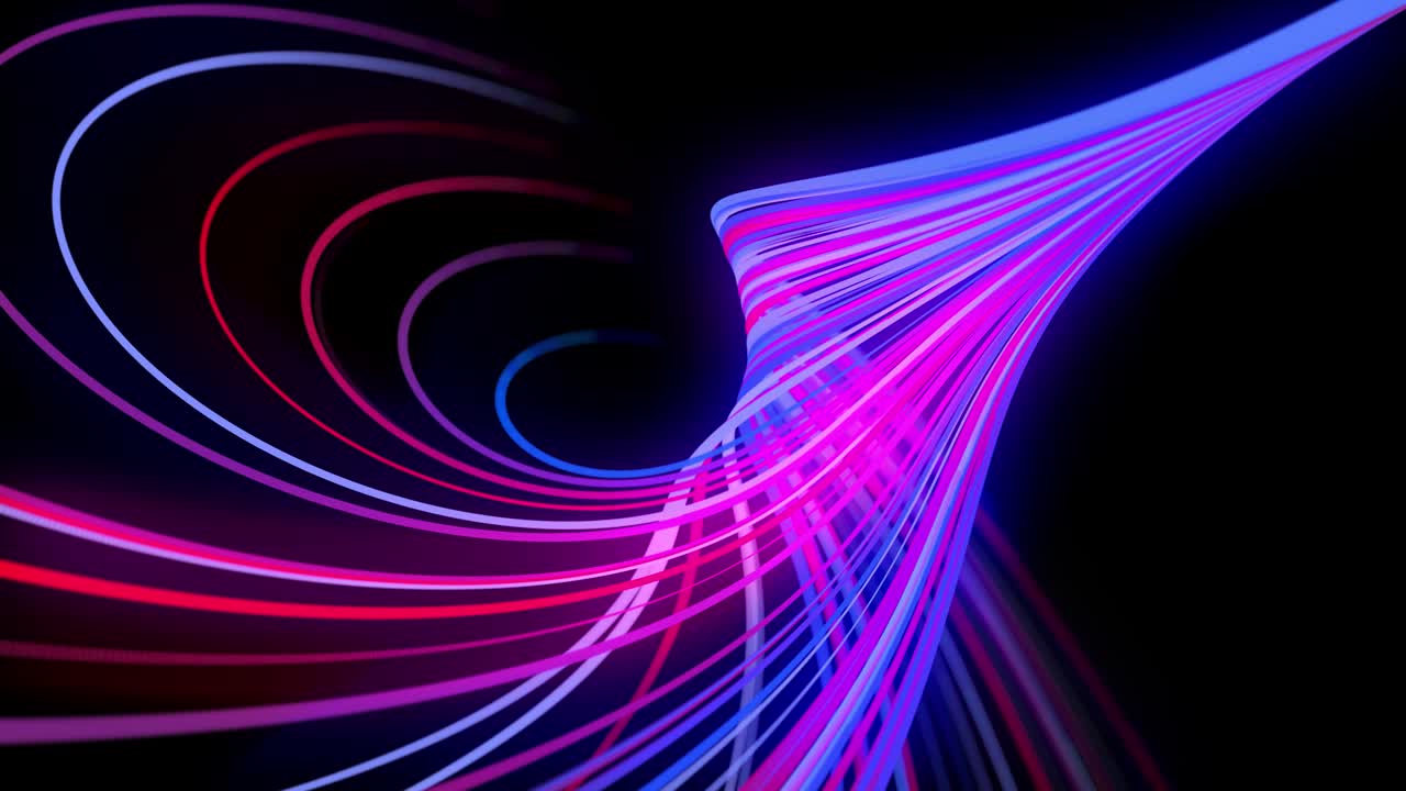 flujo de luz bg en 4k. fondo en bucle abstracto con rastros de luz, flujo de líneas de neón rojo azul en el espacio se mueven para formar formas espirales en bucle. fondo de diseño de movimiento moderno de moda. efecto de luz,
