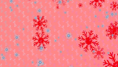 Animation-of-snow-falling-over-christmas-decoration-and-pattern