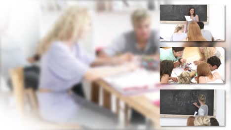 montage of teenager studying