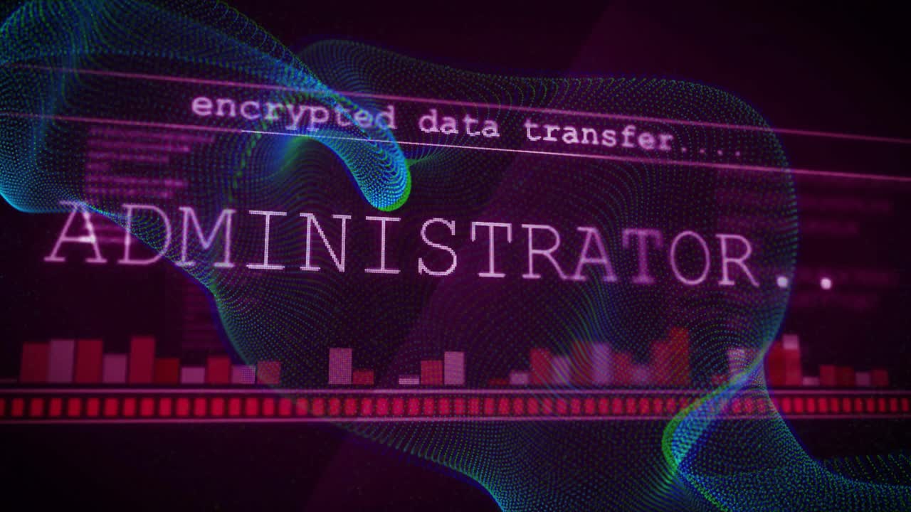 Upon starting mesh wave and red chart sweeping as encrypted data glitching showing admin transfer