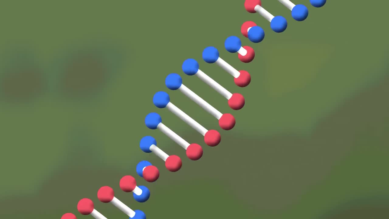 Animation of dna strand spinning on green background