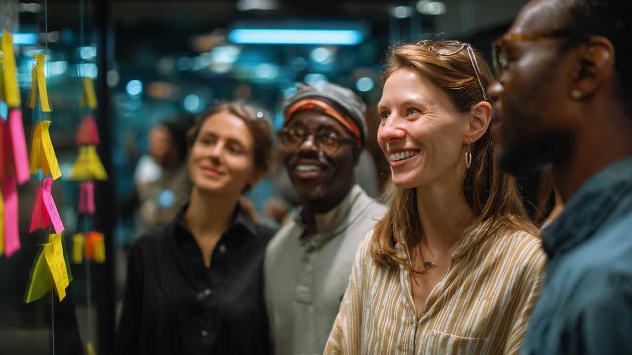 Diverse Team Brainstorming with Post-it Notes