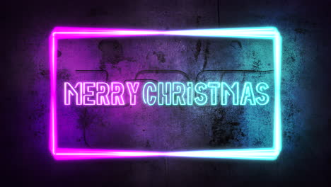 Animation-text-Merry-Christmas-and-neon-lights-on-wall-abstract-holiday-background