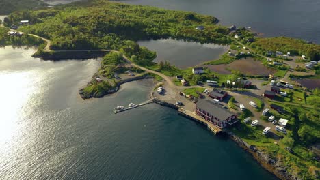 beautiful nature norway aerial view of the campsite to relax.