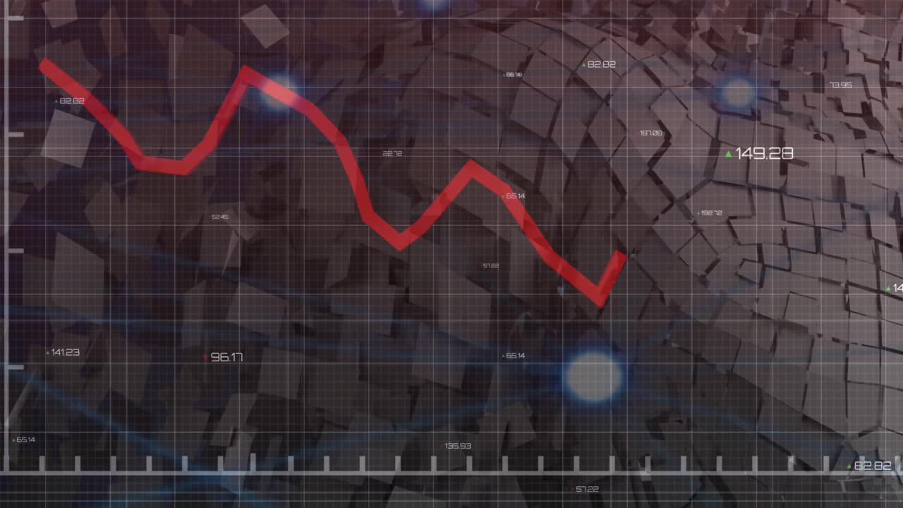 Animation of red line over grid and data processing