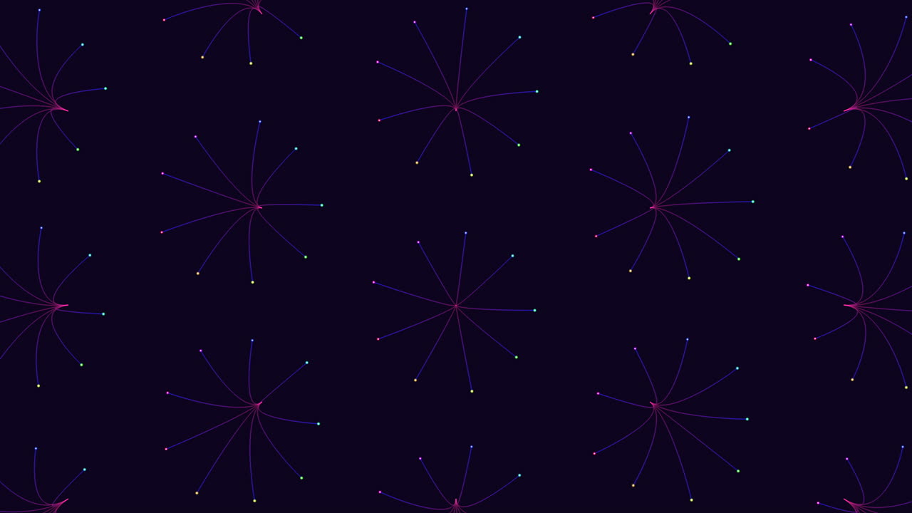 Futuristic pattern with neon glitters and lines on black gradient