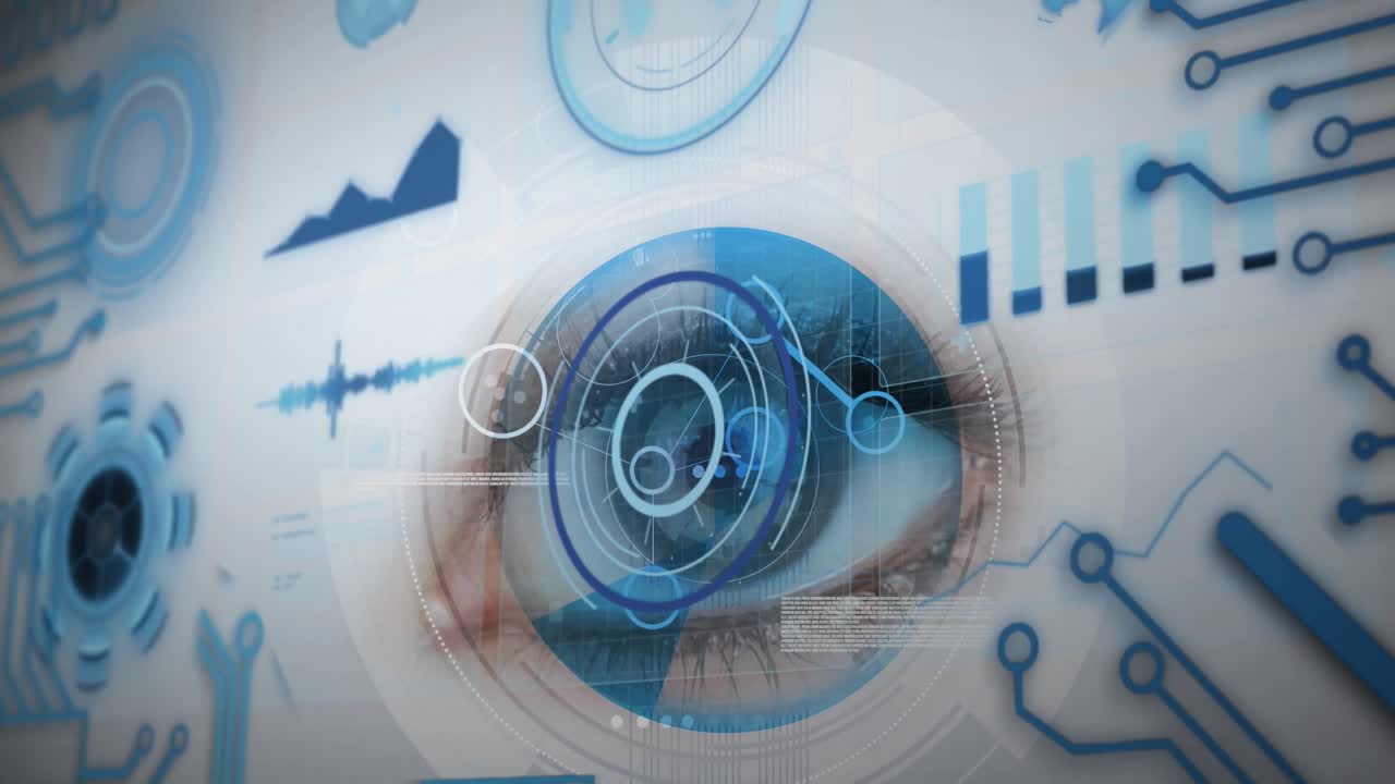 animación del procesamiento de datos sobre el escaneo ocular