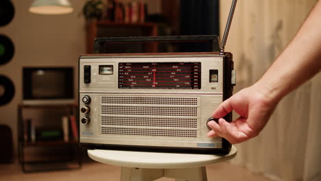 vintage radio being tuned