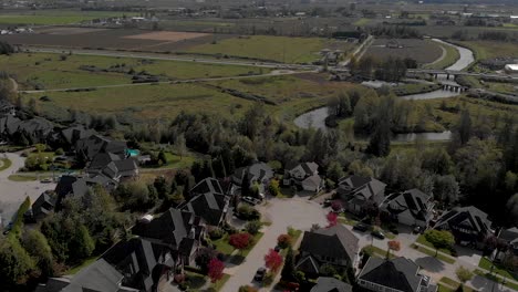 drone 4k footage cloverdale urban housing for middle class citizens zoned city planning near a protected green belt with panorama and majestic topography