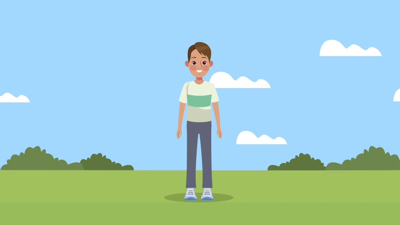 joven en el campo animación de personajes