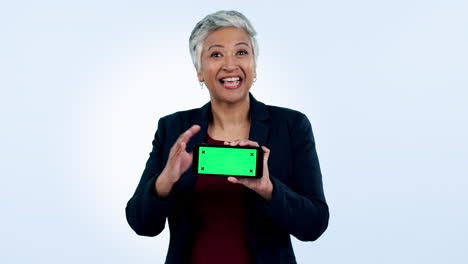 business woman, phone green screen