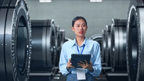 mujer que trabaja en un entorno de fabricación