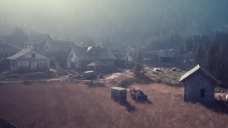 aerial view of swiss mountain village