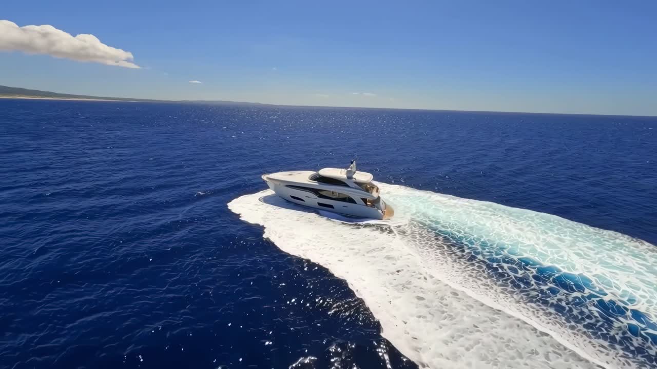 Vista aerea di uno yacht di lusso che naviga sull'oceano blu