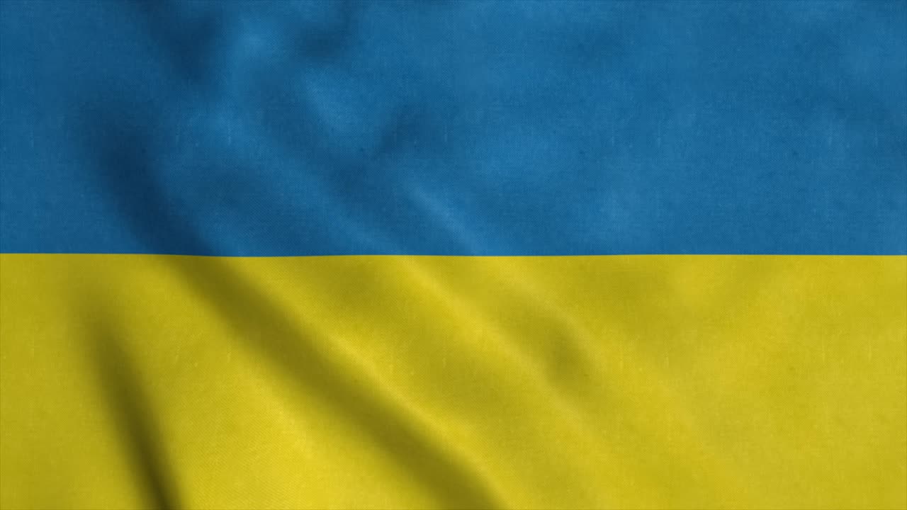 Bandiera nazionale dell'Ucraina che sventola al vento. Sfondo realistico della bandiera