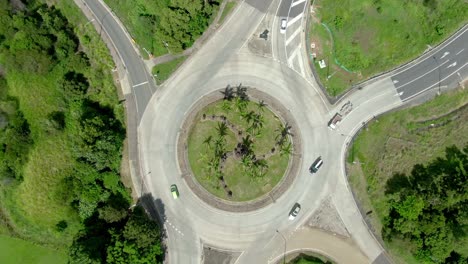 time lapse shot of vehicles on a rural roundabout junction