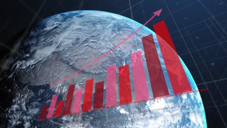 animation of statistics and data processing over globe
