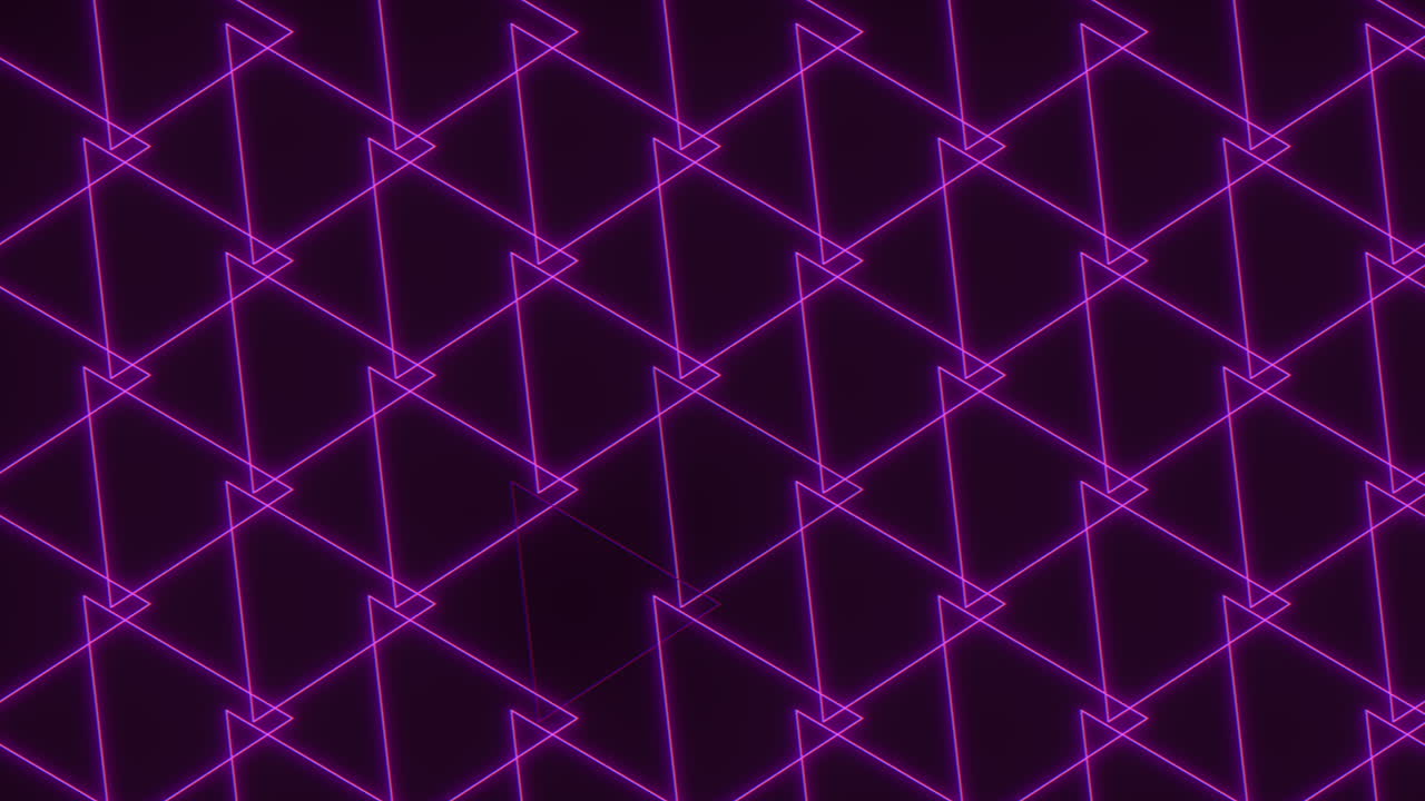 Purple neon triangles in rows on black gradient