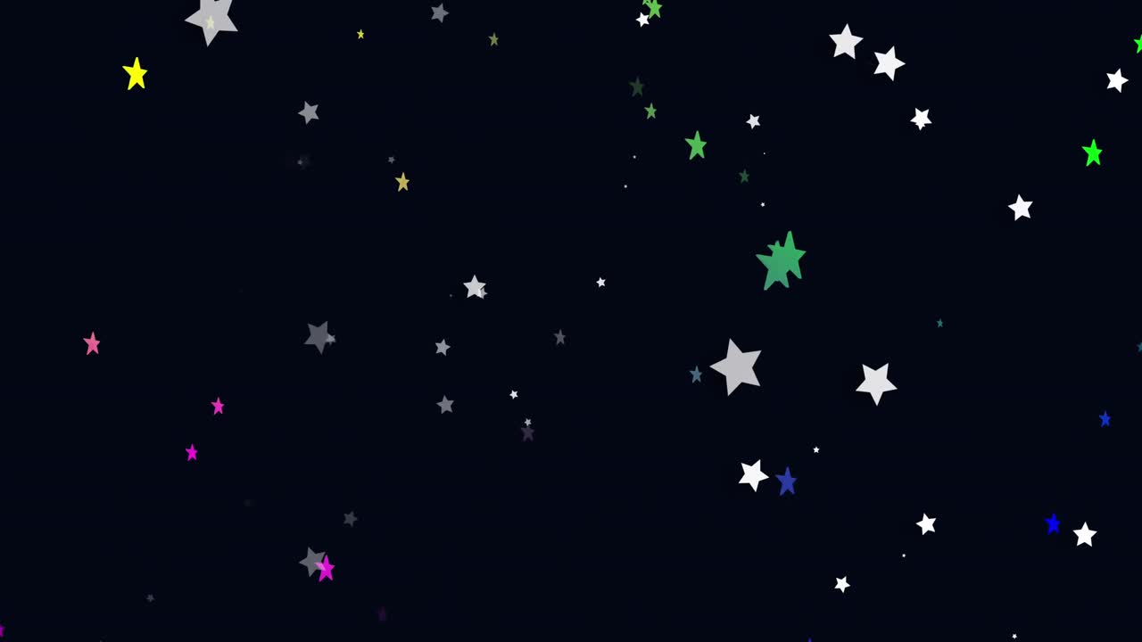 animación de estrellas de colores sobre un fondo negro