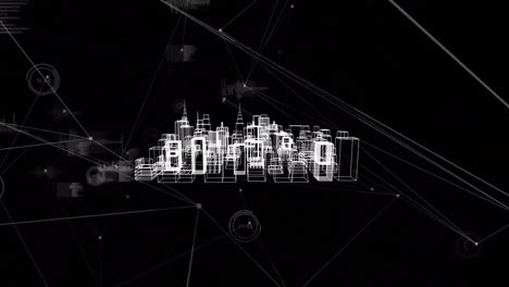 Animation-of-network-of-connections-over-cityscape