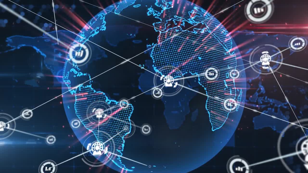 анимация глобуса с соединениями и обработкой данных