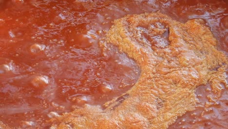 Kochende-Tomatensauce,-Nahaufnahme