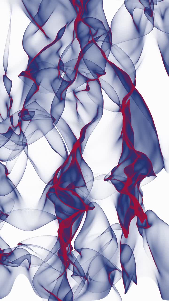 Animazione verticale di fumo blu e rosso che sale su uno sfondo bianco, rappresentando i colori della bandiera russa.