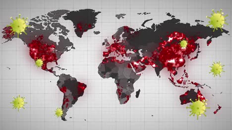 animation of virus cells over world map