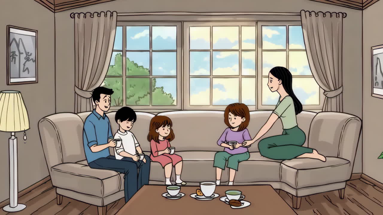 People Relaxing and Socializing in a Home Living Room