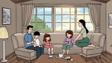 people relaxing and socializing in a home living room