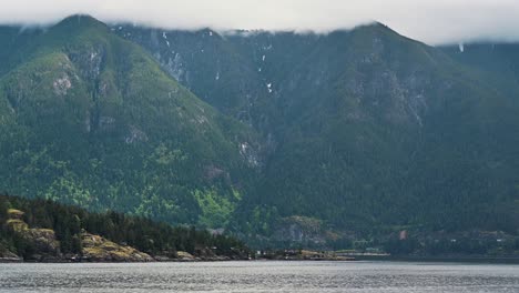 long lens shot of gambier island in british columbia