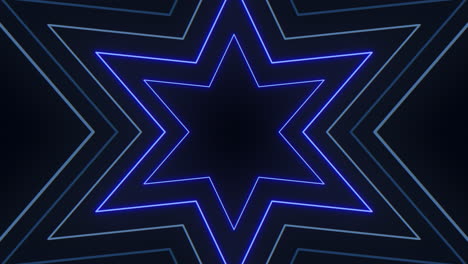 bright neon blue star on black background